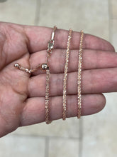 Adjustable 14K Rose Gold Over 925 Sterling Silver Sparkle Glitter Margarita Twisted Rock Chain 2.50mm Necklace, Diamond Cut
